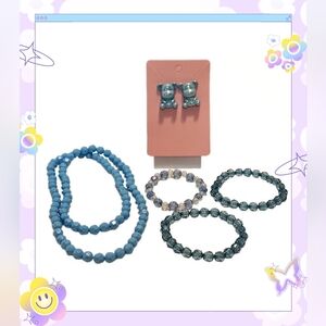 Girls Blue Beaded Jewelry Bundle
